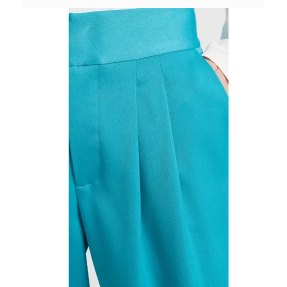 NEW Alice + Olivia Atia Wide-Leg Pleated Suit Pants Ocean Floor Women's Size 4 - Picture 5 of 8